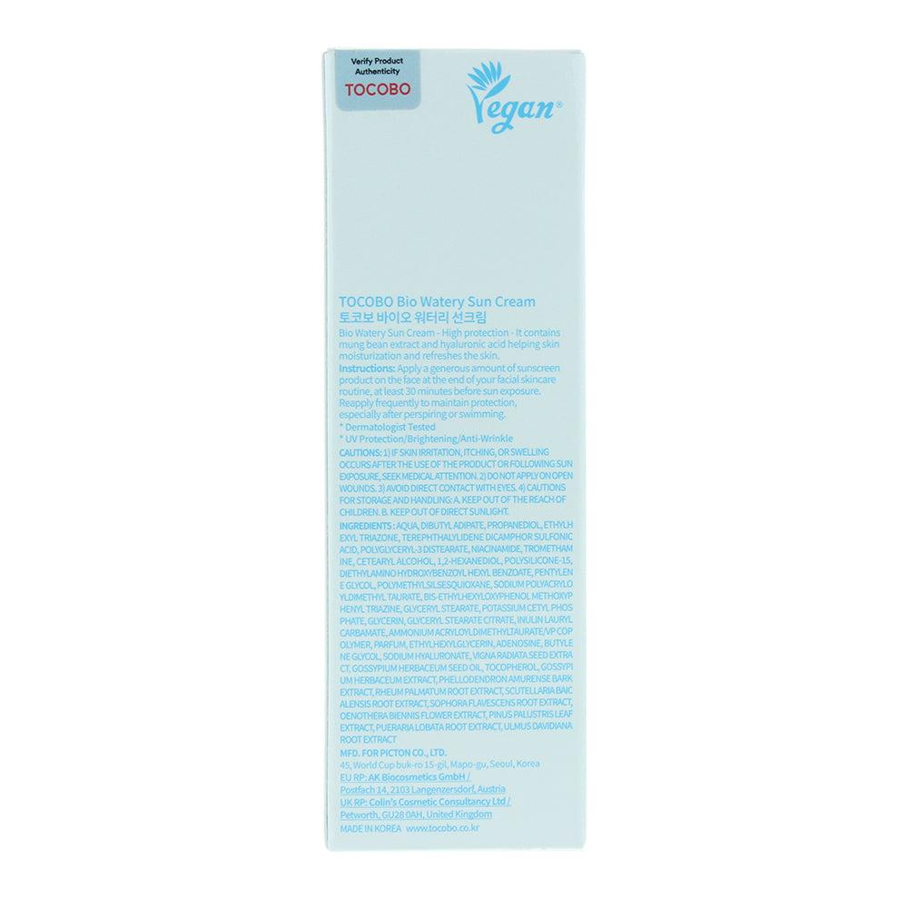 Tocobo Bio Watery Spf 50 Sun Cream 50ml