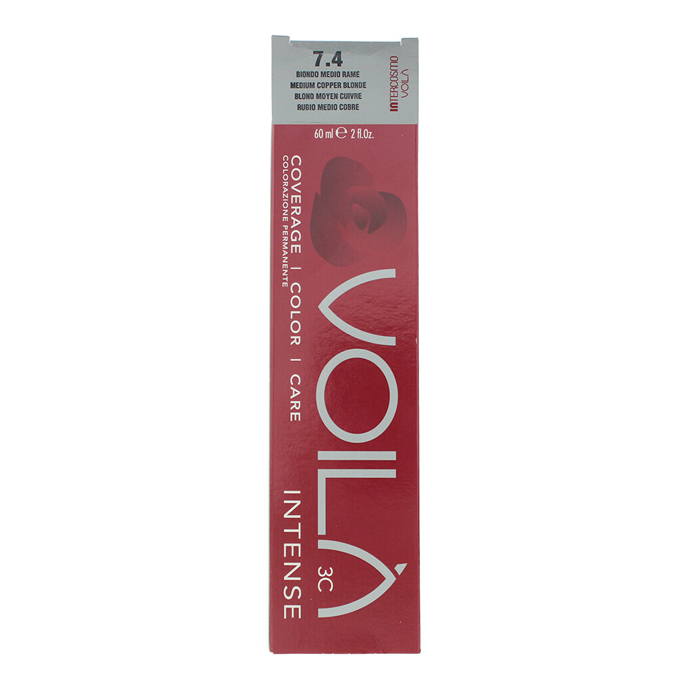 Intercosmo Voilà 3C Intense 7.4 Medium Copper Blonde Hair Colour 60ml - Box