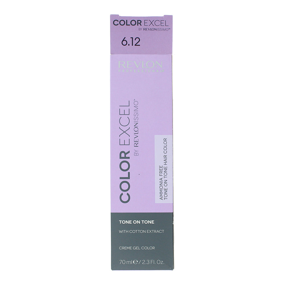 Revlon Color Excel 6.12 Dark Ash Iridescent  Blonde Creme Gel Hair Colour 70ml - Box
