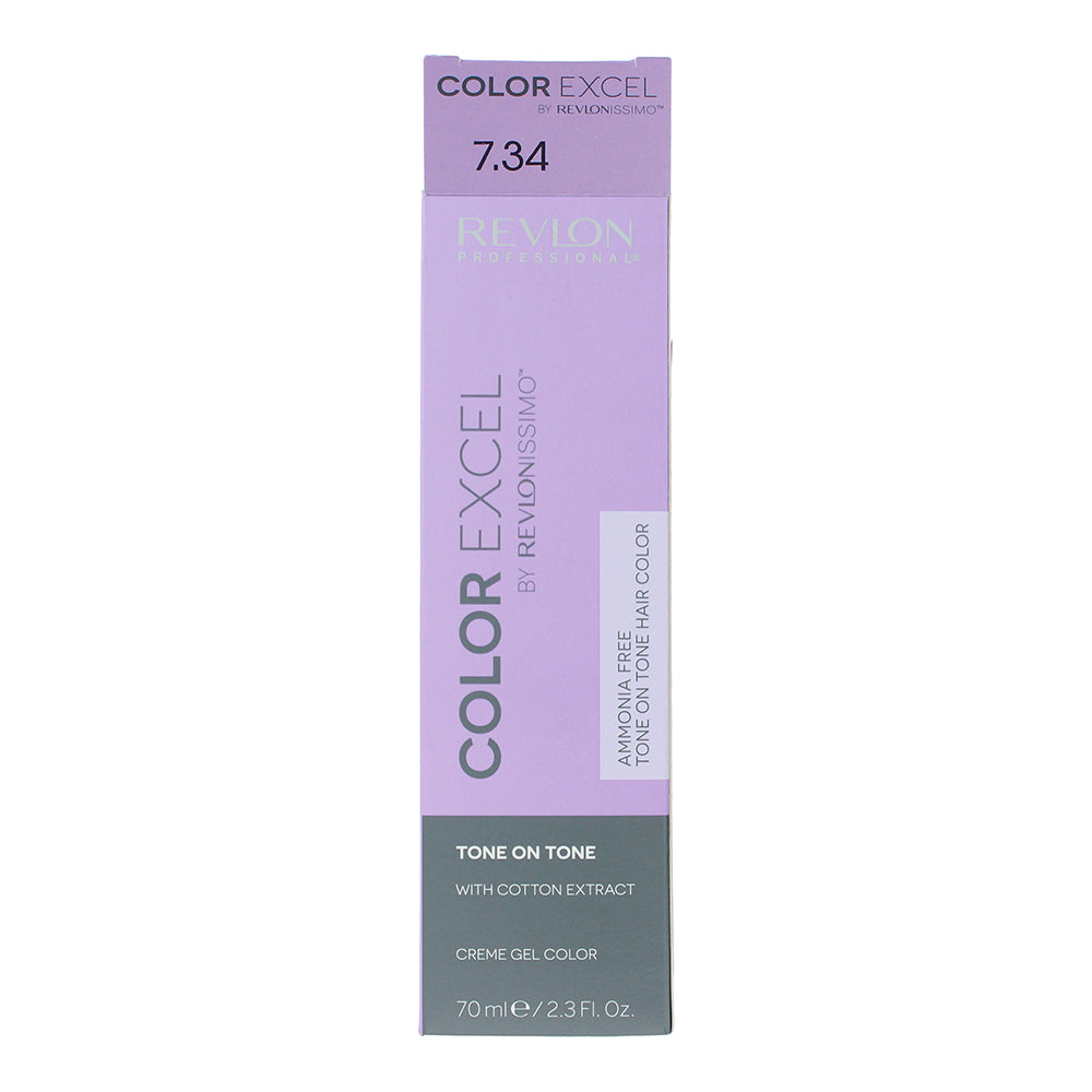 Revlon Color Excel 7.34 Medium Golden Copper Blonde Creme Gel Hair Colour 70ml - Box