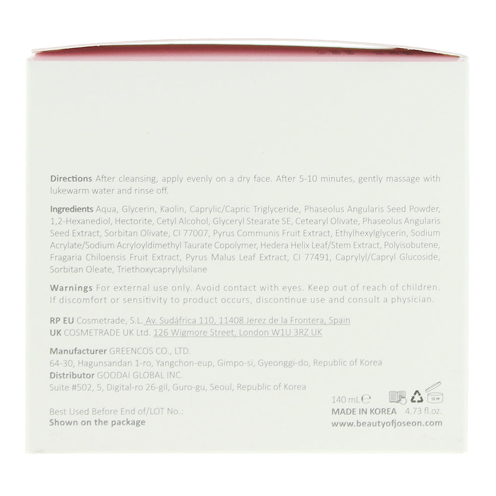 Beauty Of Joseon Red Bean Clarifying Mask 140ml - Ingredients