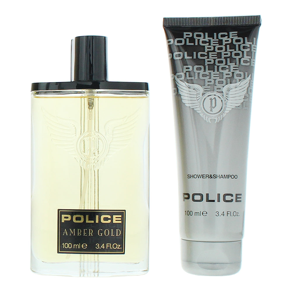 Police Amber Gold For Man 2 Piece Gift Set: Eau de Toilette 100ml - Shower Gel 1 - Product