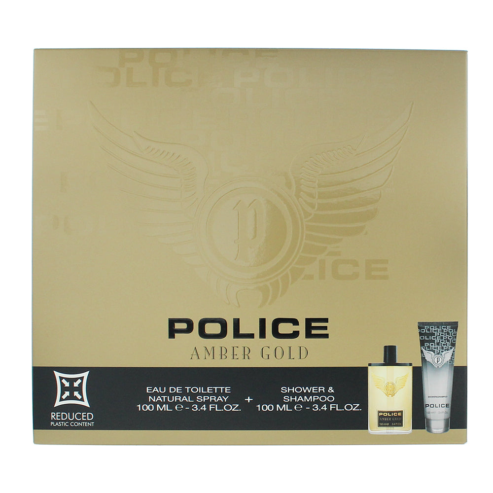 Police Amber Gold For Man 2 Piece Gift Set: Eau de Toilette 100ml - Shower Gel 1 - Box