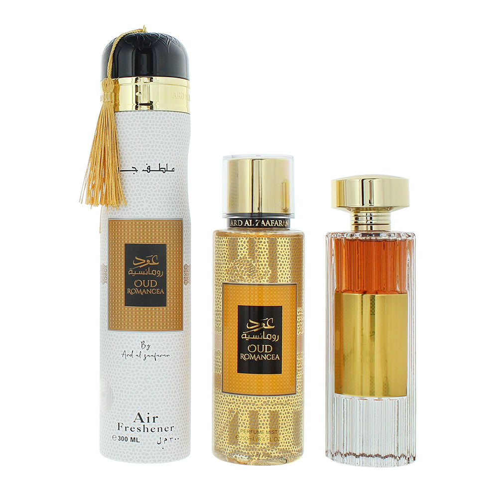 Ard Al Zaafaran Oud Romancea 3 Piece Gift Set: Eau de Parfum 100ml - Perfume Mis - Product