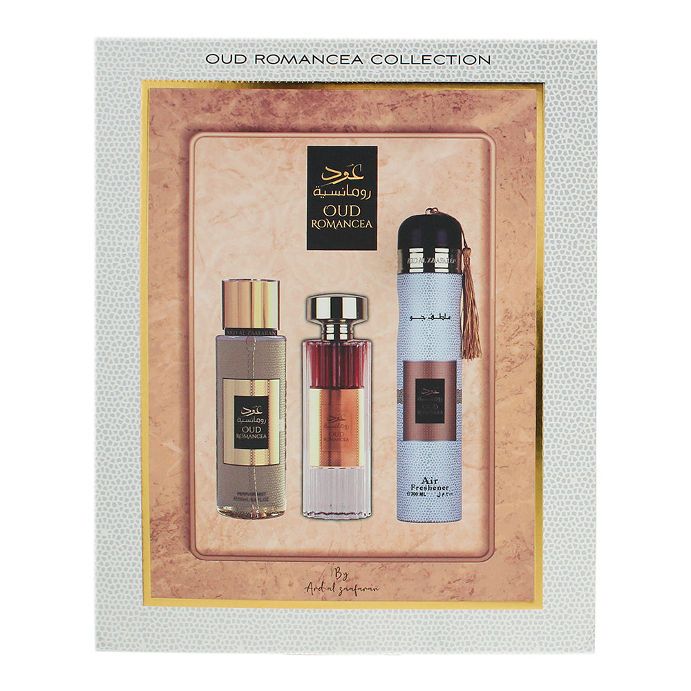 Ard Al Zaafaran Oud Romancea 3 Piece Gift Set: Eau de Parfum 100ml - Perfume Mis - Box