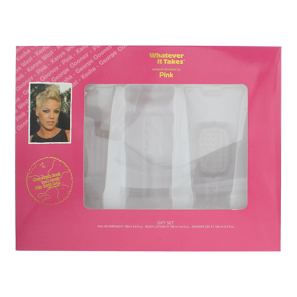 Pink Whatever It Takes 3 Piece Gift Set: Eau de Parfum 100ml - Body Lotion 100ml - Box
