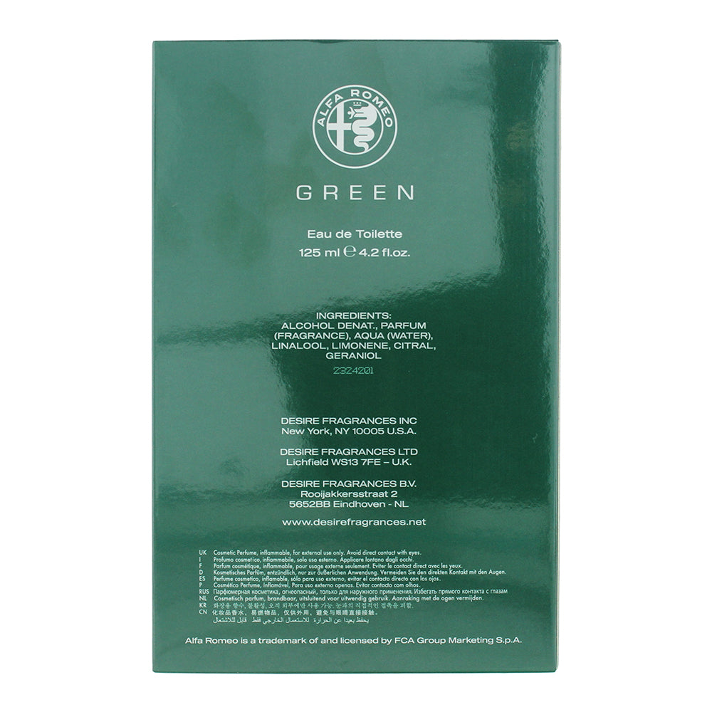 Alfa Romeo Green Eau de Toilette 125ml