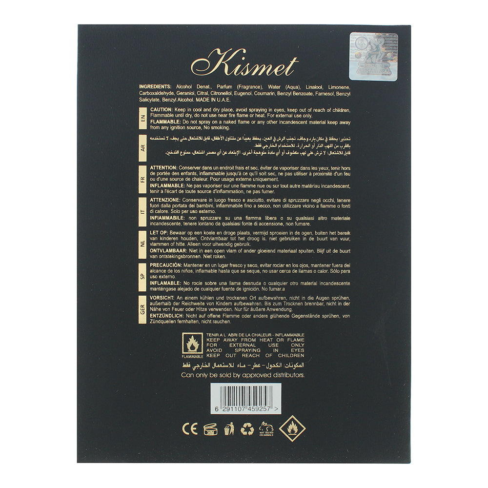 Maison Alhambra Kismet For Men Eau de Parfum 100ml - Ingredients