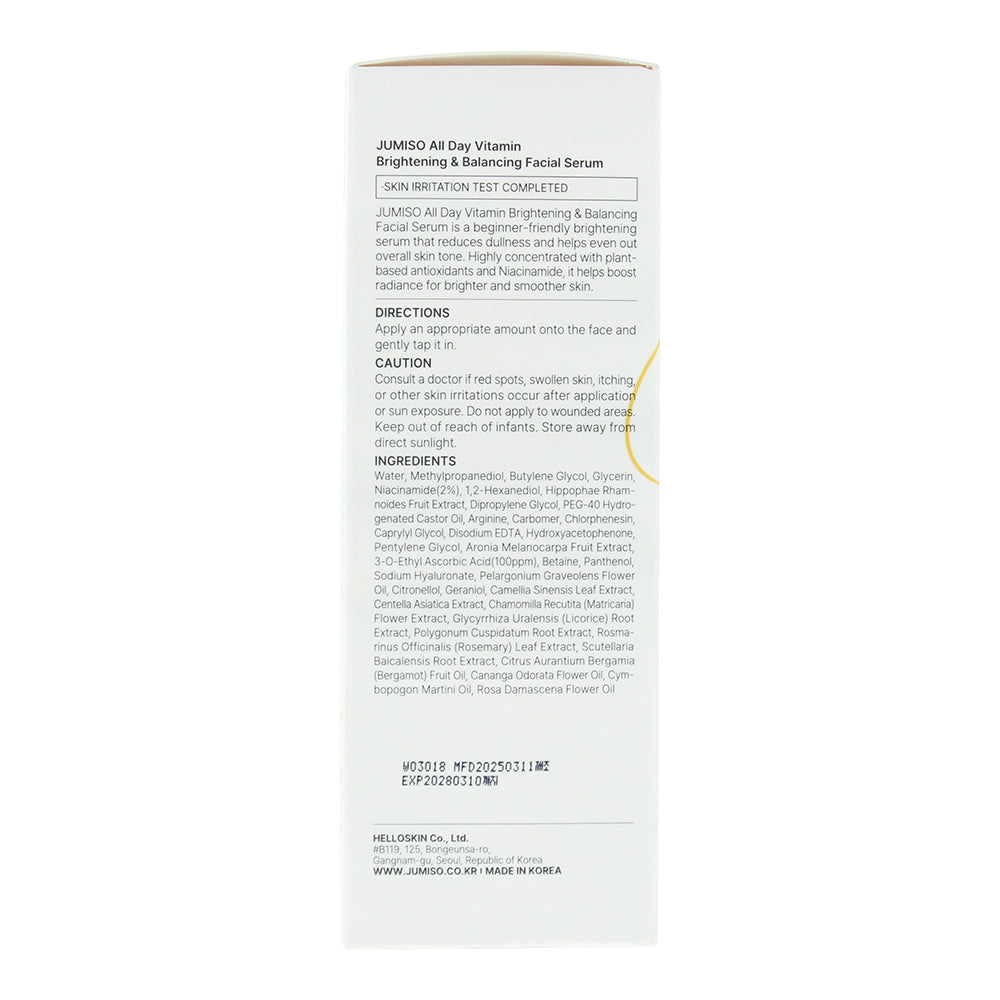 Jumiso All Day Vitamin Brightening & Balancing Facial Serum 50ml - Ingredients