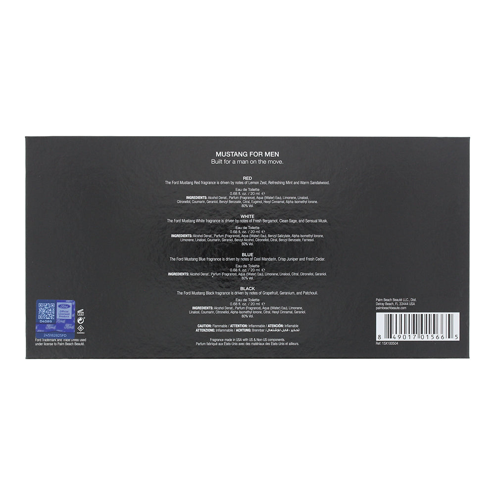 Mustang Pocketspray Coffret 4 Piece Gift Set: Eau de Toilette 4 x 20ml