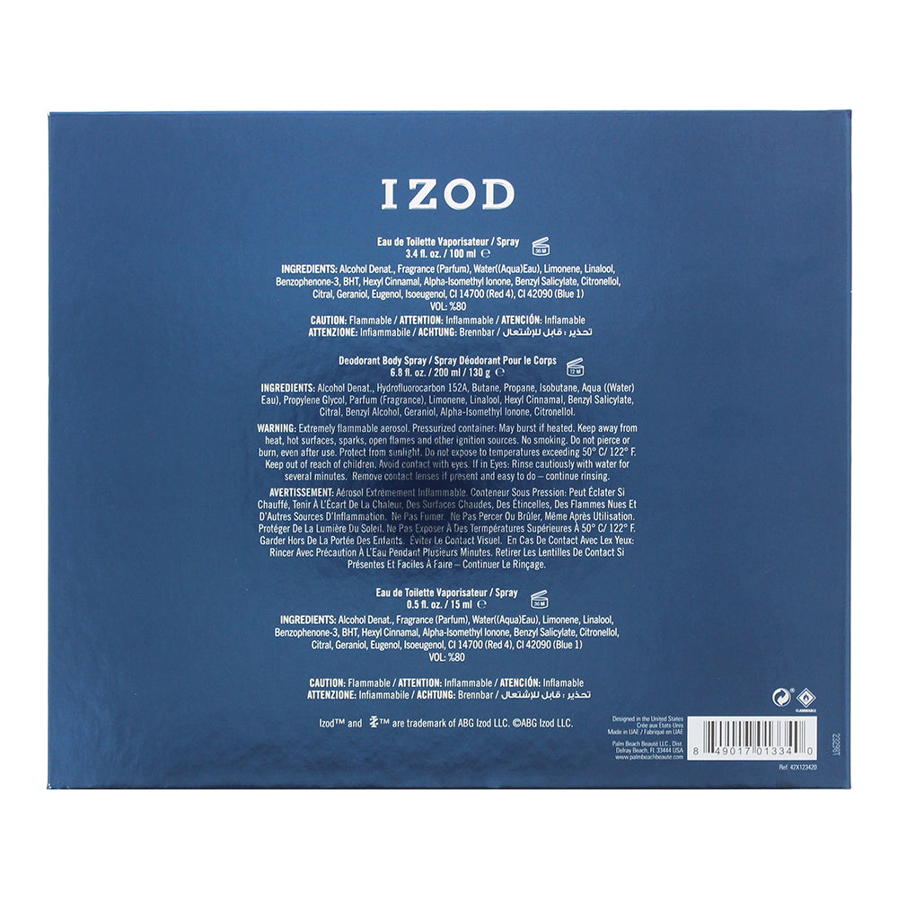 Izod New Classic 3 Piece Gift Set: Eau de Toilette 100ml - Eau de Toilette Trave