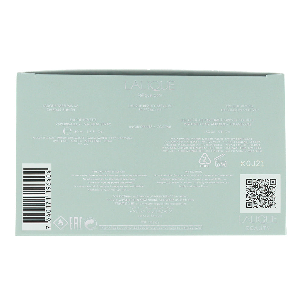 Lalique Encre Noire 2 Piece Gift Set: Eau de Toilette 50ml - Shower Gel 150ml