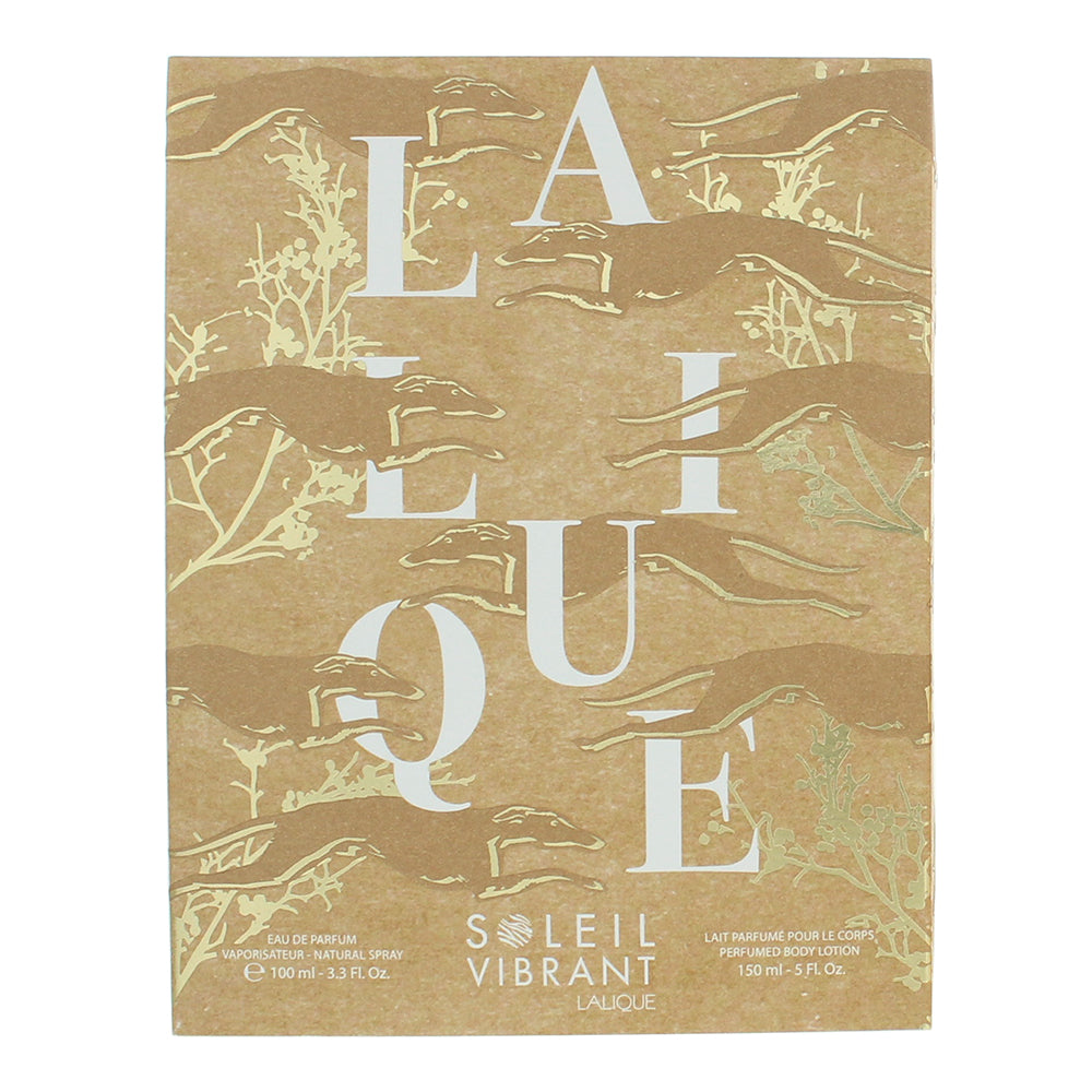 Lalique Soleil Vibrant 2 Piece Gift Set: Eau de Parfum 100ml - Body Lotion 150ml - Box