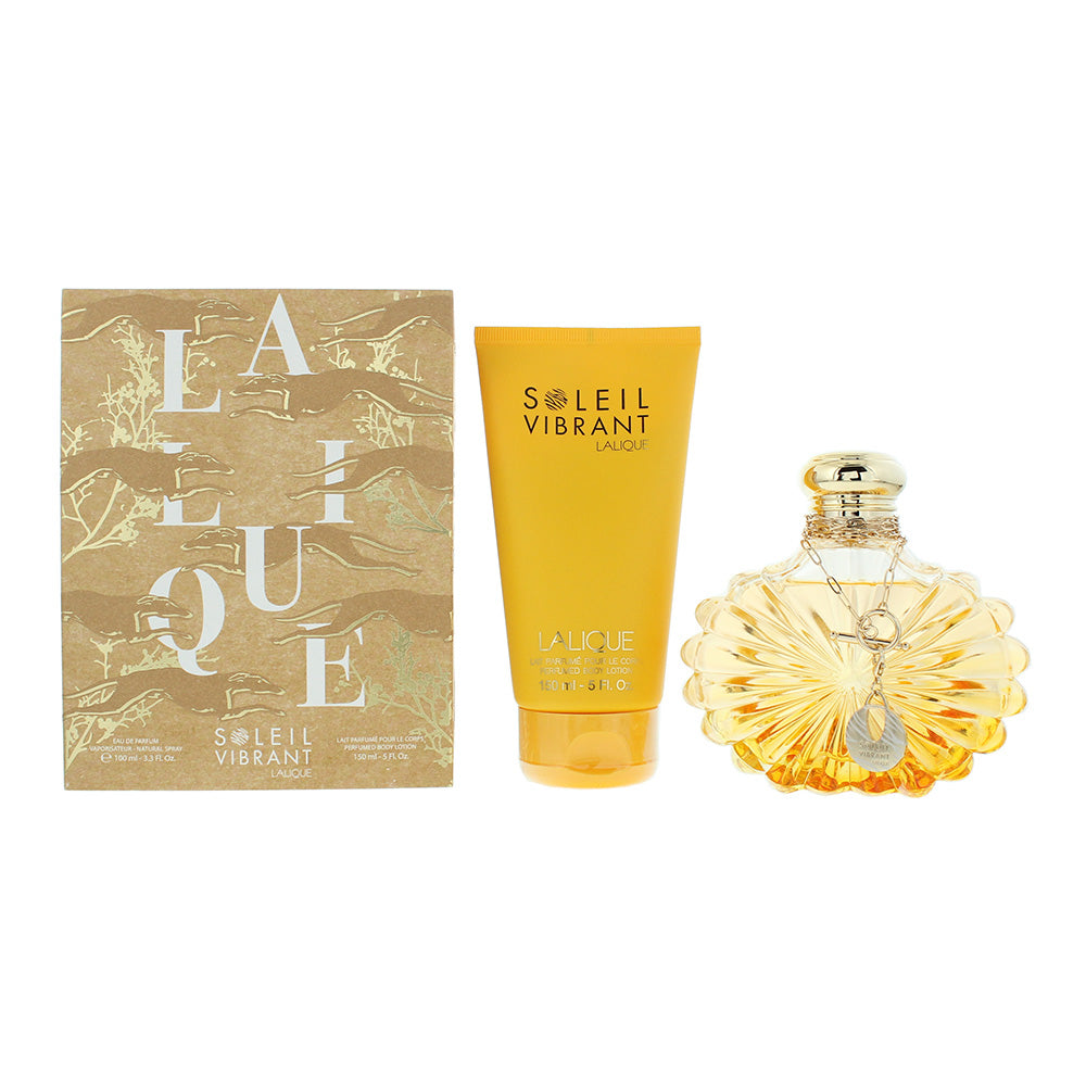 Lalique Soleil Vibrant 2 Piece Gift Set: Eau de Parfum 100ml - Body Lotion 150ml