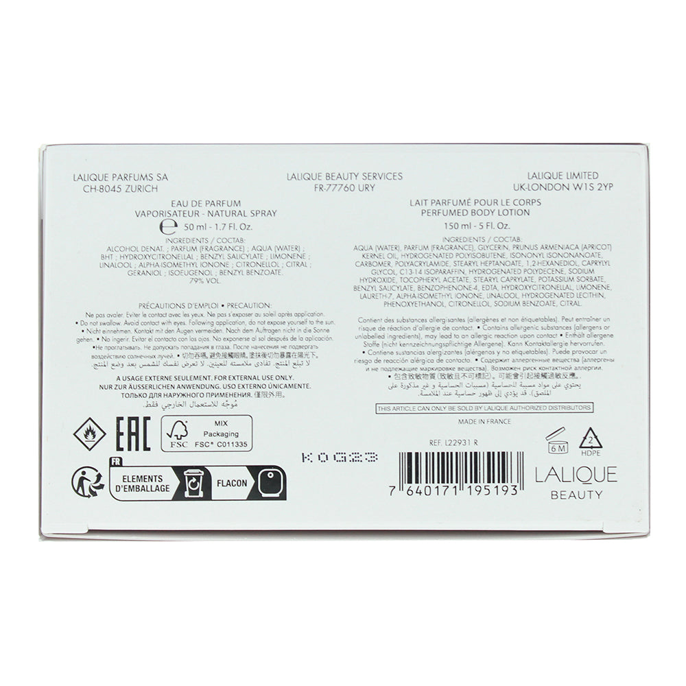 Lalique L'amour 2 Piece Gift Set: Eau de Parfum 50ml - Body Lotion 150ml