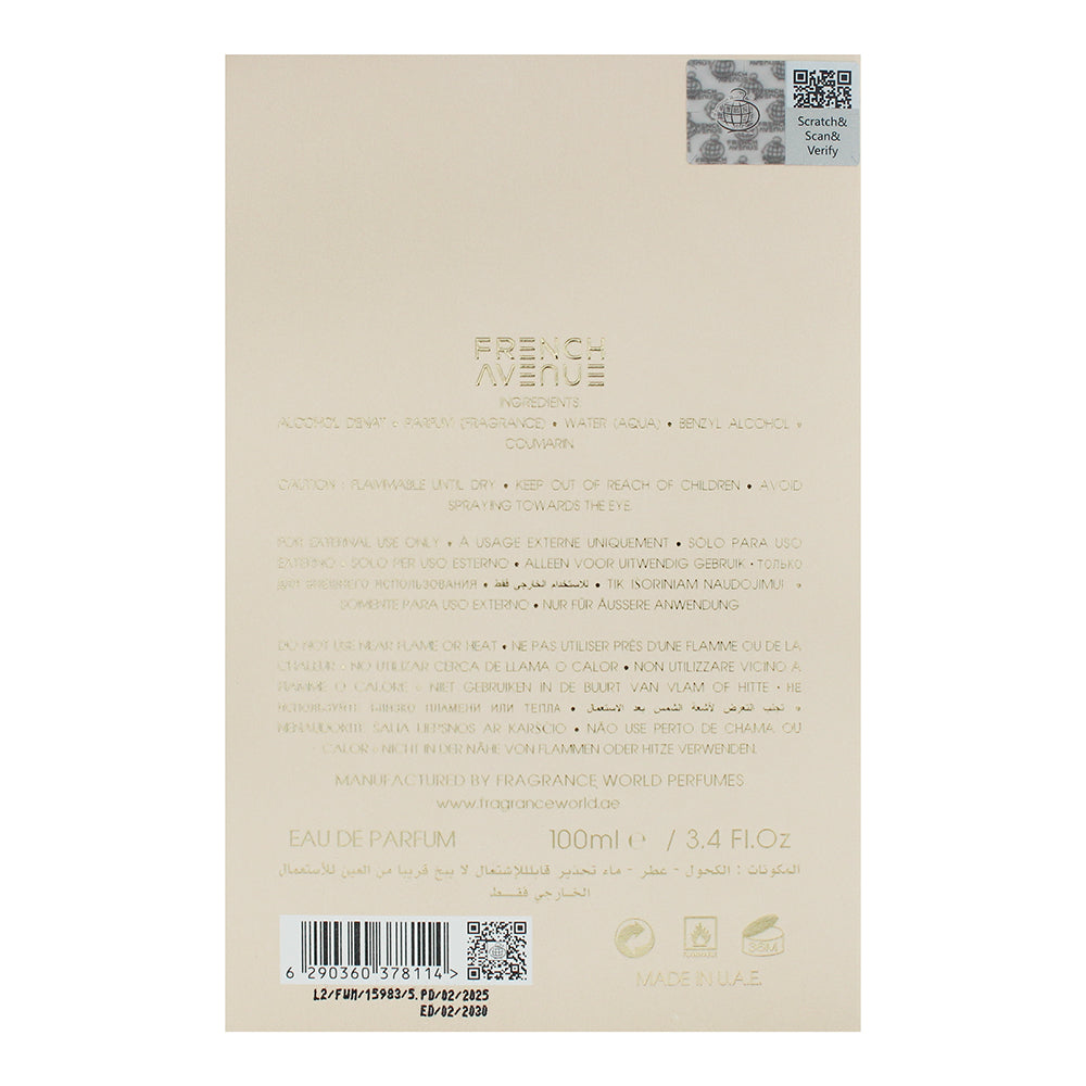 French Avenue Eclaire Affair Eau de Parfum 100ml - Ingredients