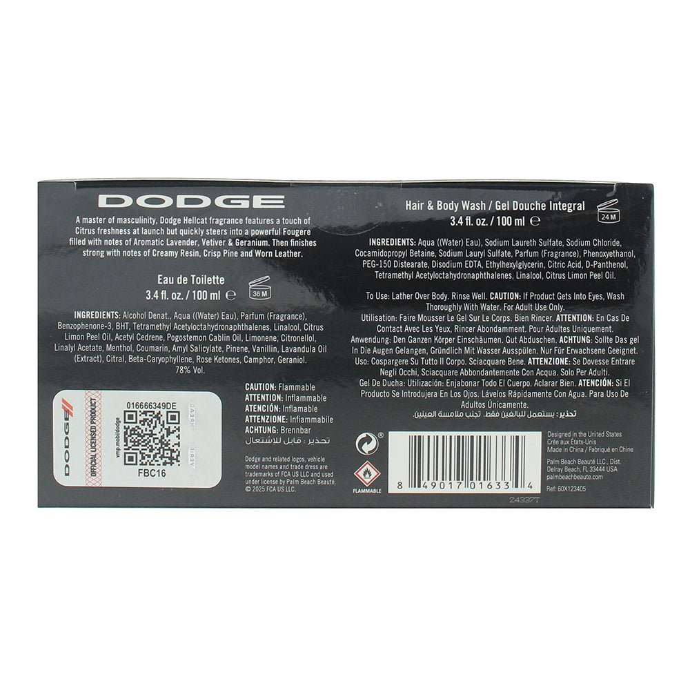 Dodge Legacy Hellcat SRT 2 Piece Gift Set: EDT 100ml - Hair & Body Wash 100ml