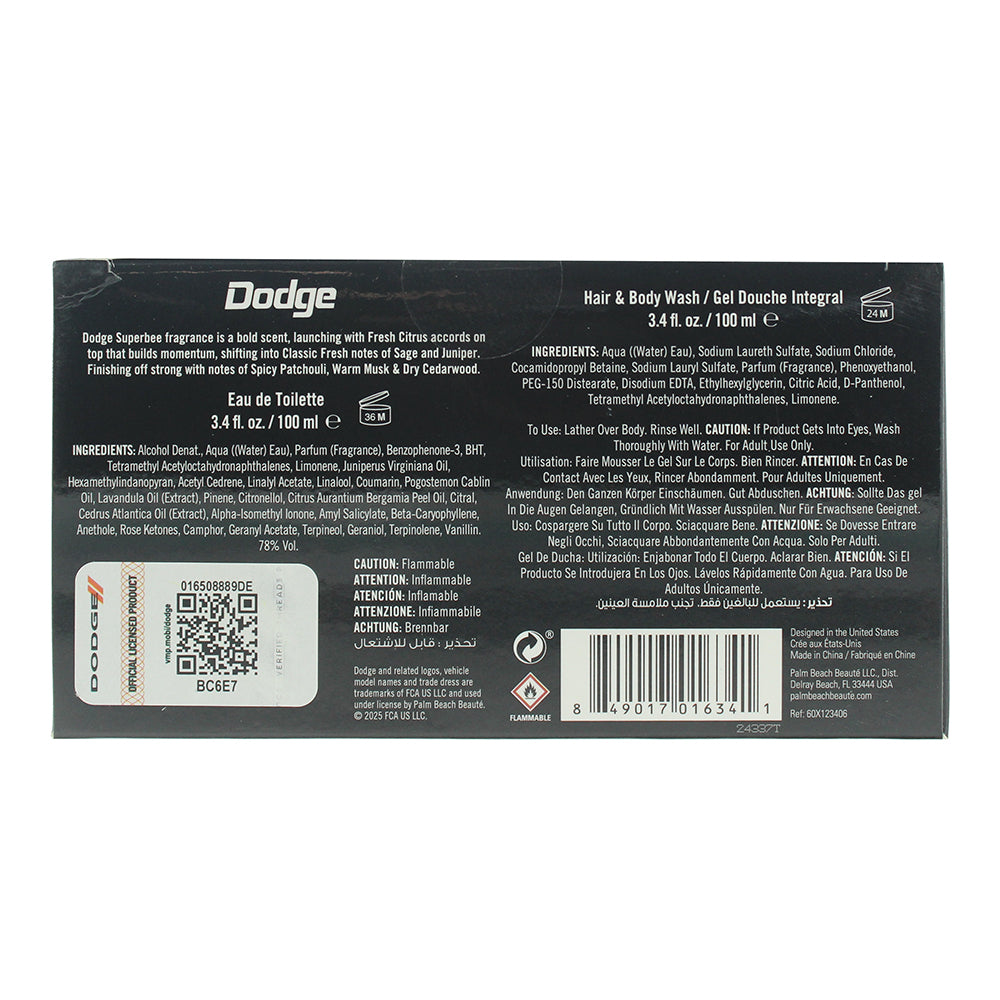 Dodge Legacy Super Bee 2 Piece Gift Set: EDT 100ml - Hair & Body Wash 100ml