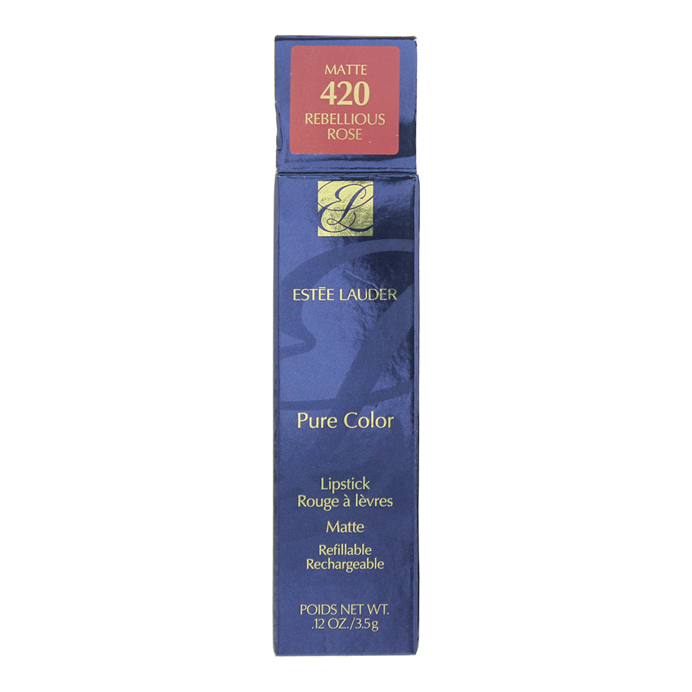 Estée Lauder Pure Color Matte 420 Rebellious Rose Lipstick 3.5g - Box