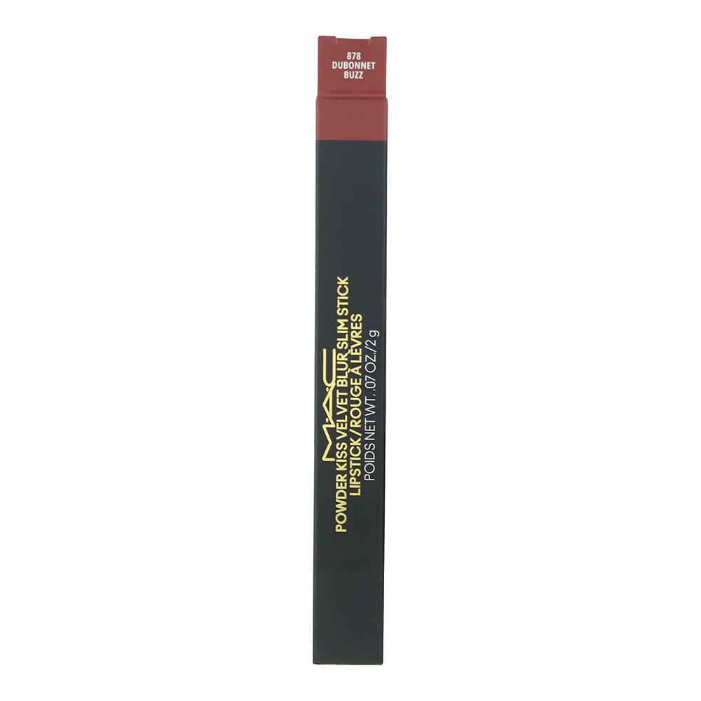 MAC Powder Kiss Velvet Blur Slim Stick 878 Dubonnet Buzz Lipstick 2g - Box