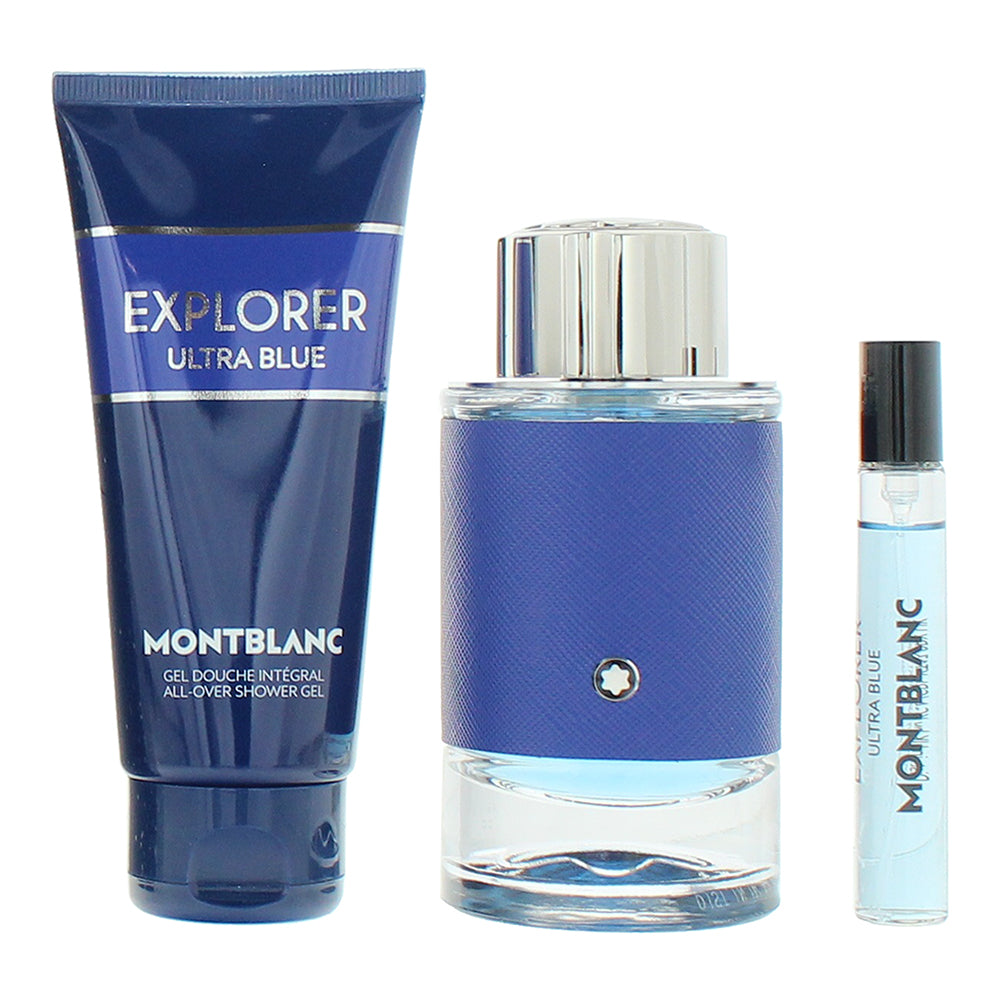 Montblanc Explorer Ultra Blue 3 Piece Gift Set: Eau de Parfum 100ml - Eau de Parfum 7.5ml - Shower G - Product