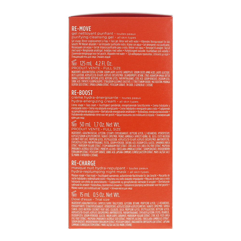 Clarins Hydration 3 Piece Gift Set: Cleansing Gel 125ml - Energising Face Cream 50ml - Replumping Night Mask 15ml