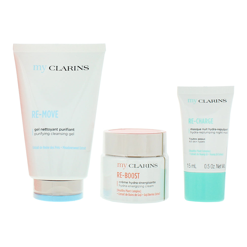 Clarins Hydration 3 Piece Gift Set: Cleansing Gel 125ml - Energising Face Cream  - Product