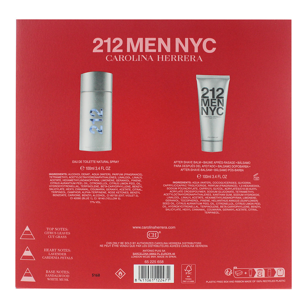 Carolina Herrera 212 Men Nyc Piece Gift Set: Eau de Toilette 100ml - Aftershave