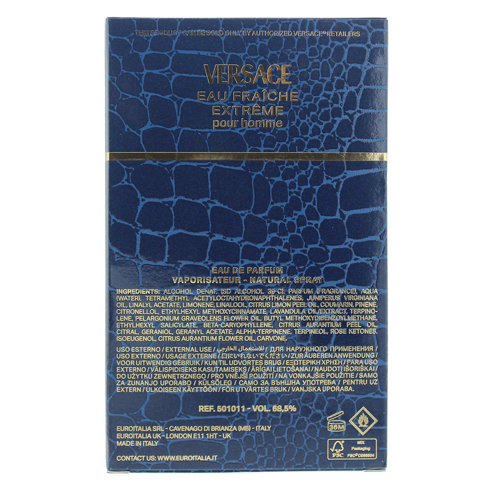 Versace Eau Fraiche Extreme Eau de Parfum 200ml - Ingredients