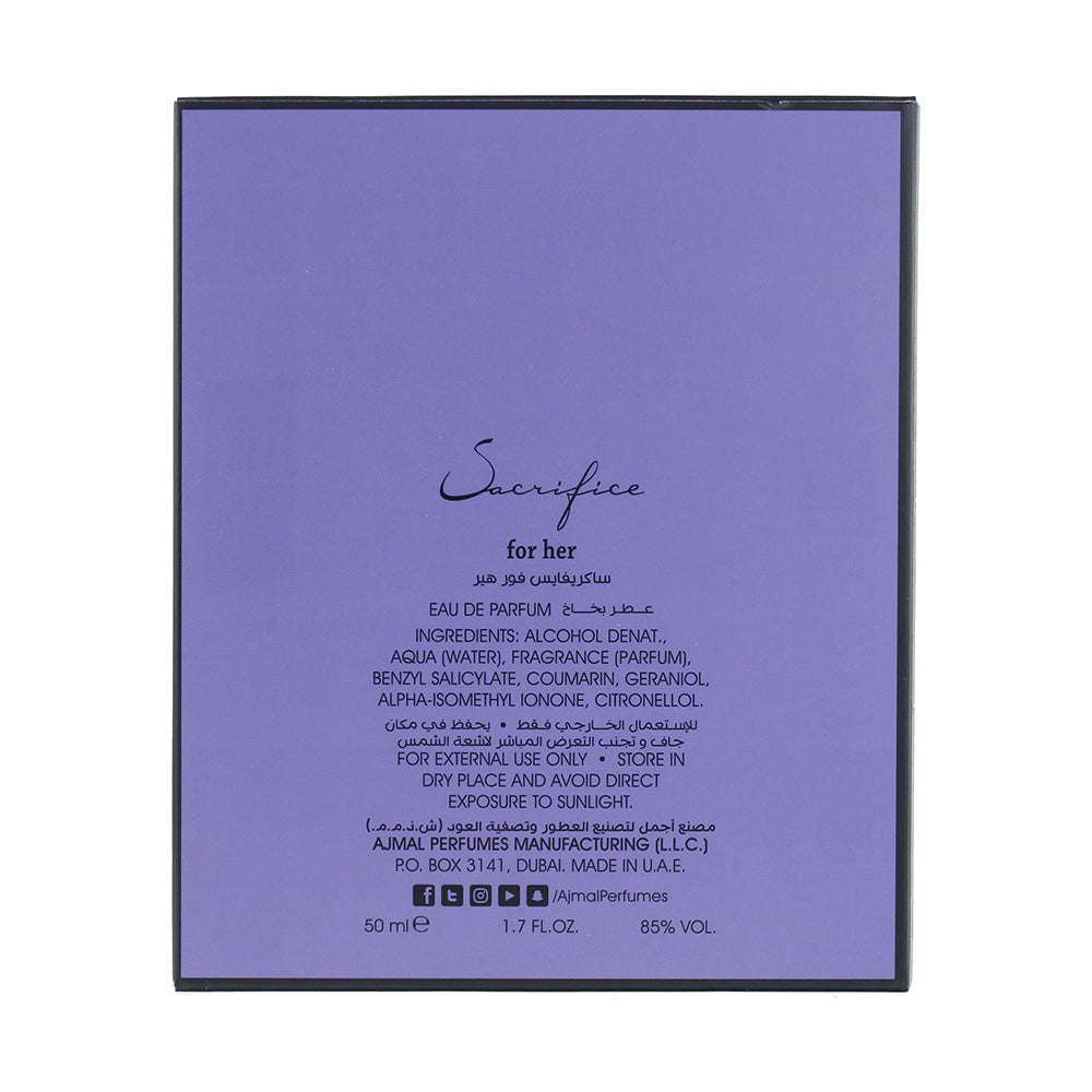 Ajmal Sacrifice For Her Eau de Parfum 50ml - Ingredients
