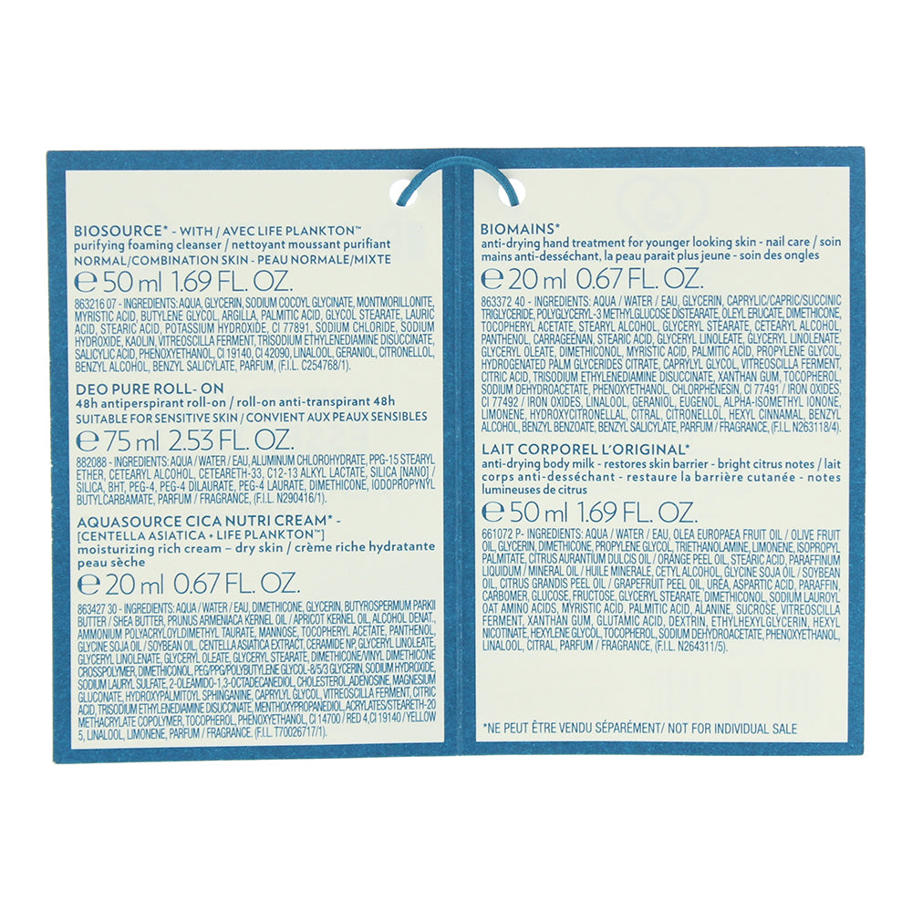 Biotherm Aquasource 5 Piece Gift Set: Deodorant Roll-On 75ml - Cleanser 50ml - H