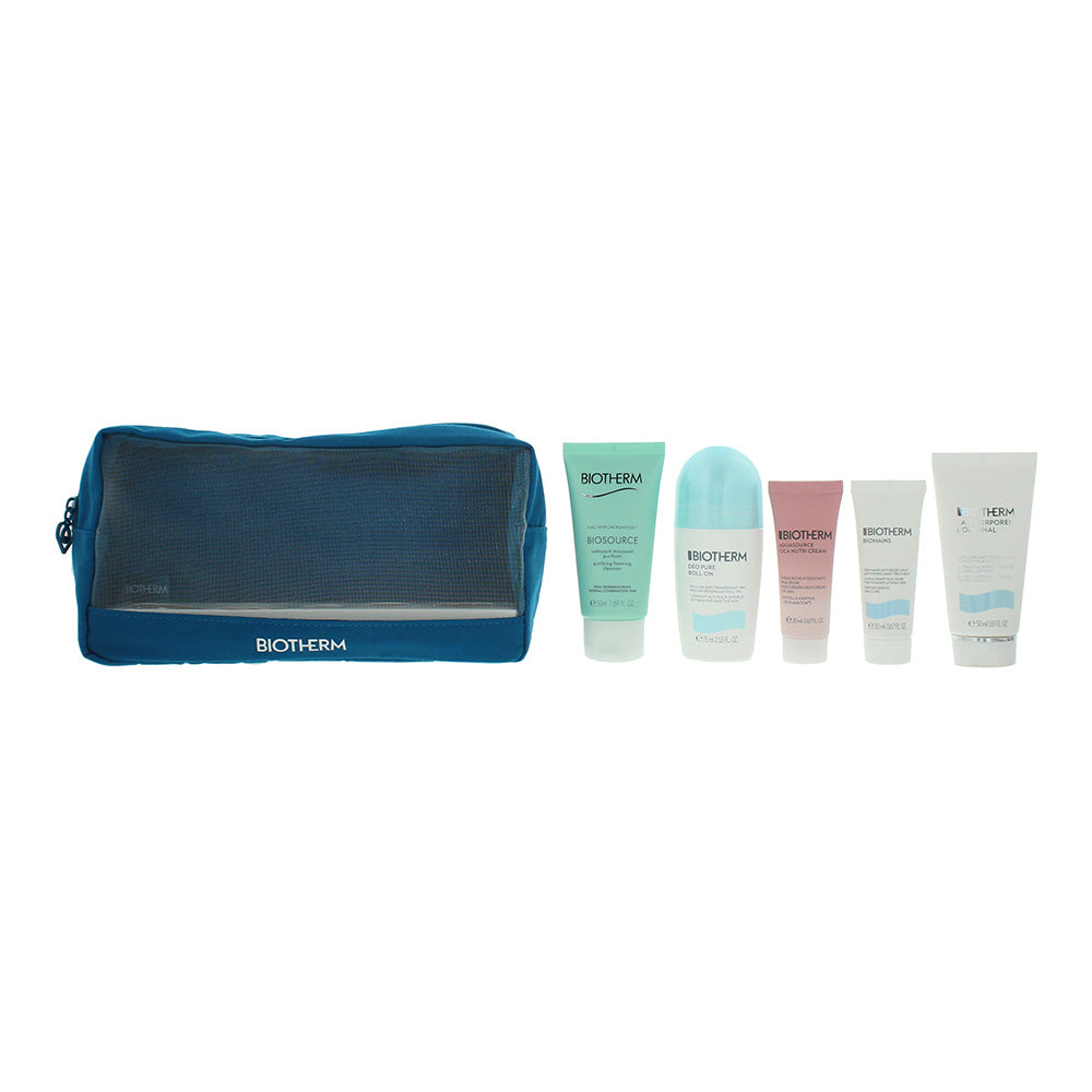 Biotherm Aquasource 5 Piece Gift Set: Deodorant Roll-On 75ml - Cleanser 50ml - H