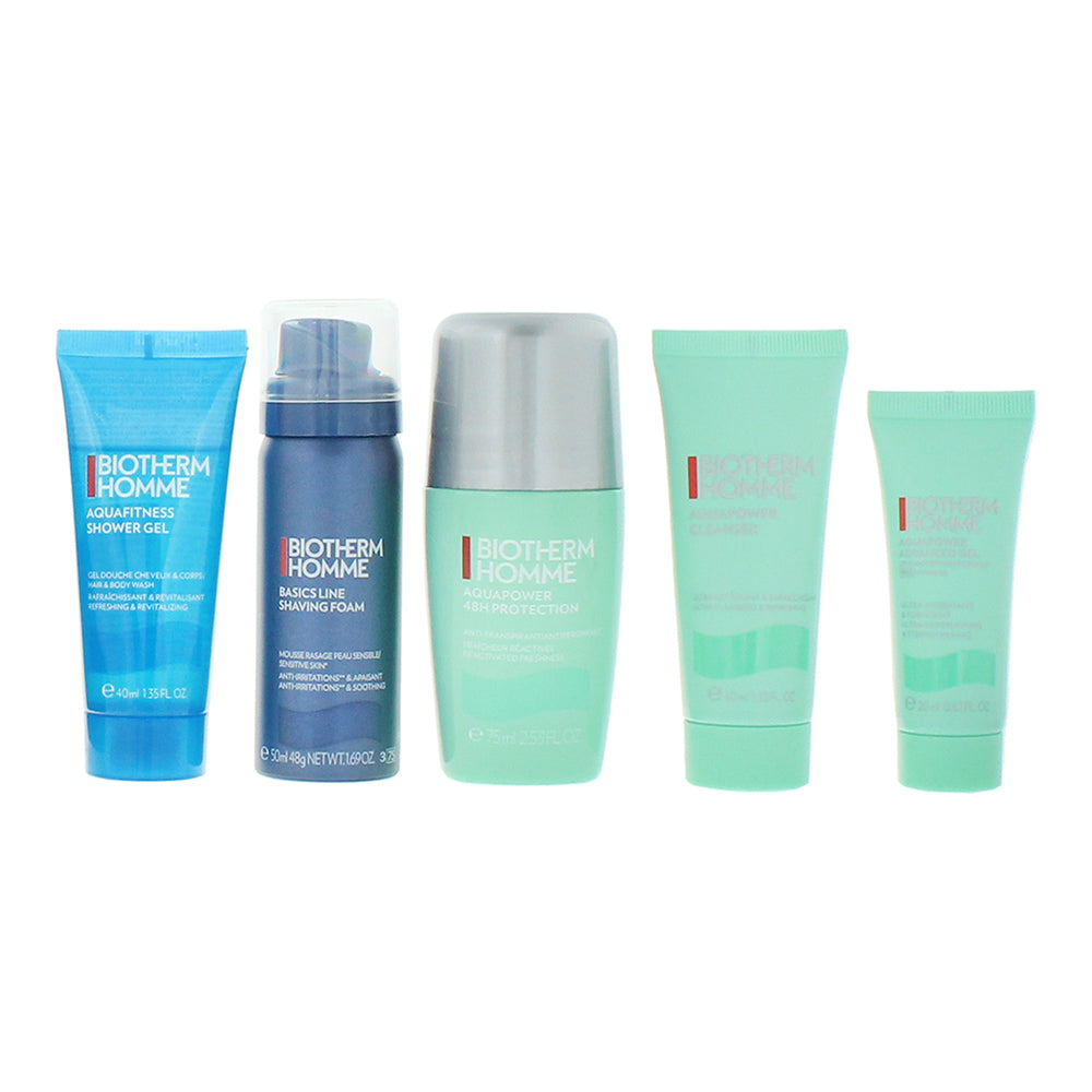 Biotherm Homme Aquapower 5 Piece Gift Set: Deodorant Roll-On 75ml - Cleanser 40m - Product