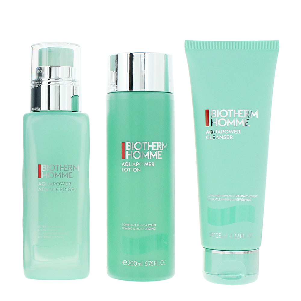 Biotherm Homme Aquapower 3 Piece Gift Set: Cleanser 125ml - Lotion 200ml - Advan - Product