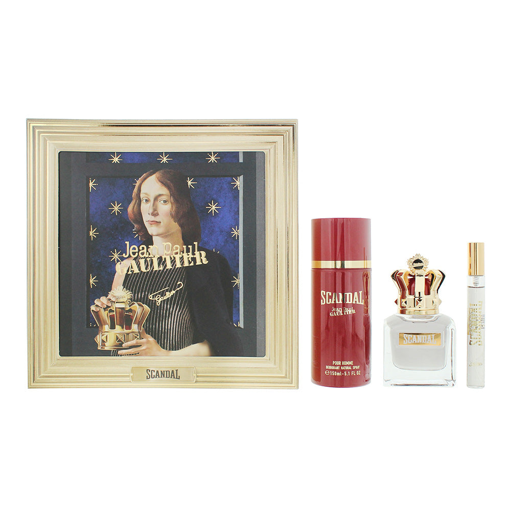 Jean Paul Gaultier Scandal Pour Homme 3 Piece Gift Set: Eau de Toilette 50ml - E