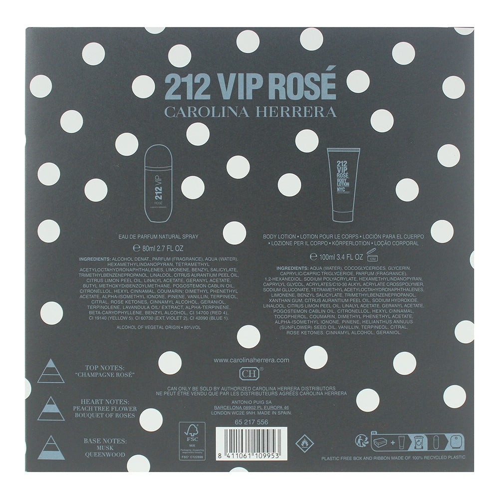 Carolina Herrera 212 Vip Rose 2 Piece Gift Set: Eau de Parfum 80ml - Body Lotion