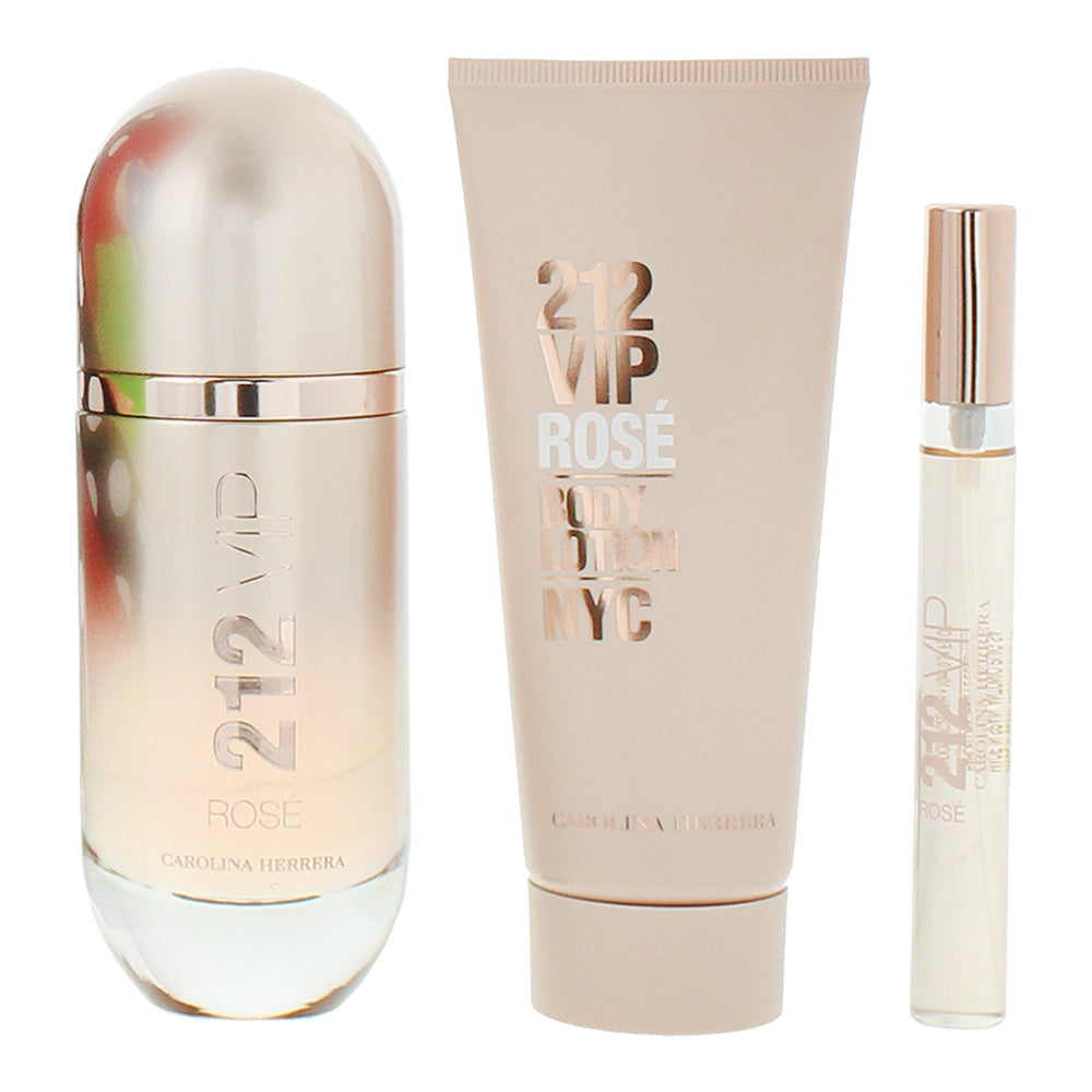 Carolina Herrera 212 Vip Rose 3 Piece Gift Set: Eau de Parfum 80ml - Eau de Parf - Product