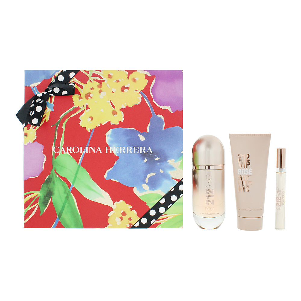 Carolina Herrera 212 Vip Rose 3 Piece Gift Set: Eau de Parfum 80ml - Eau de Parf