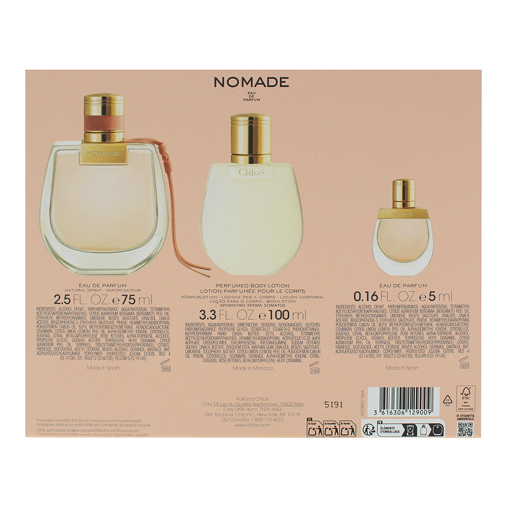 Chloé Nomade 3 Piece Gift Set: Eau de Parfum 75ml - Eau de Parfum 5ml - Body Lot