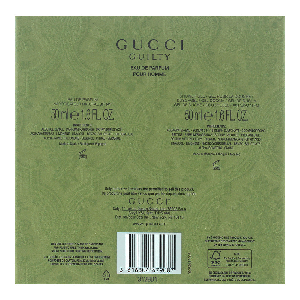 Gucci Guilty Pour Homme 2 Piece Gift Set: Eau de Parfum 50ml - Shower Gel 50ml
