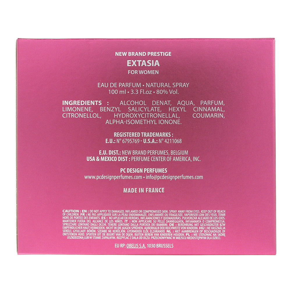 New Brand Prestige Extasia Eau de Parfum 100ml - Ingredients