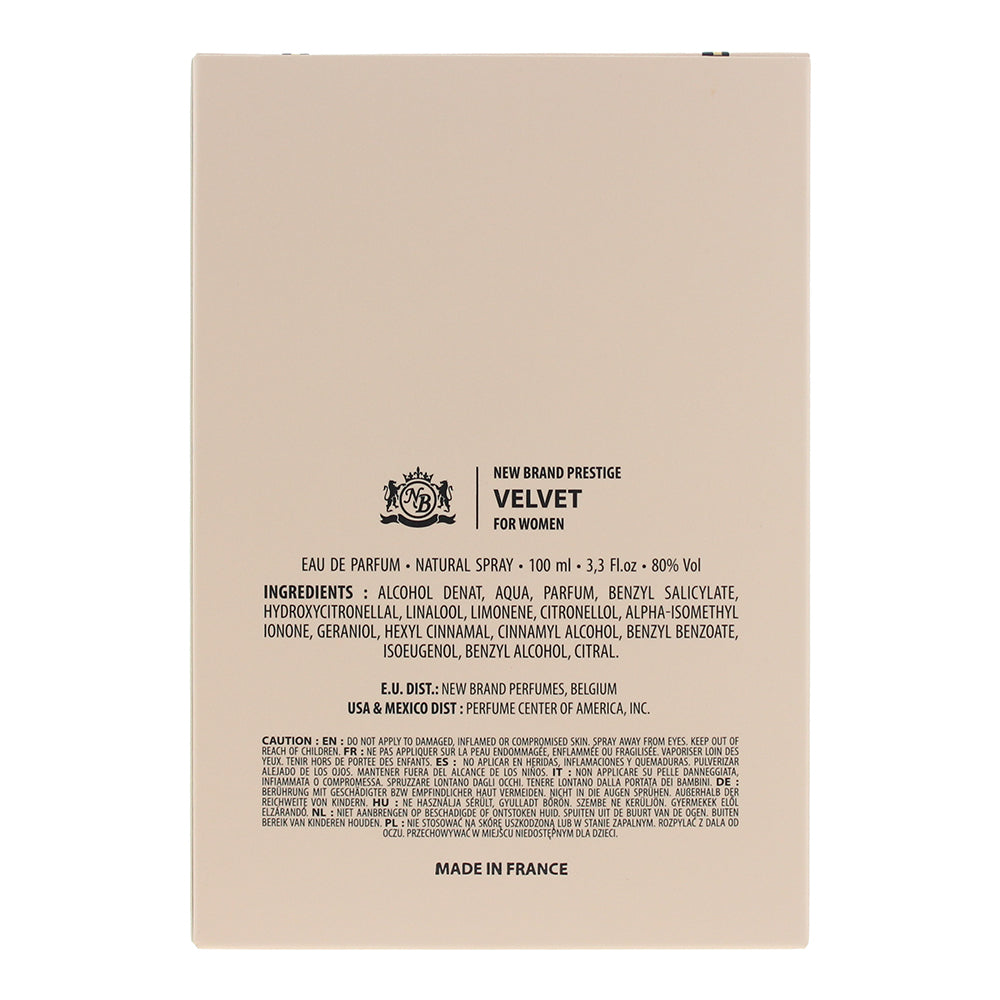 New Brand Velvet For Women Eau de Parfum 100ml - Ingredients