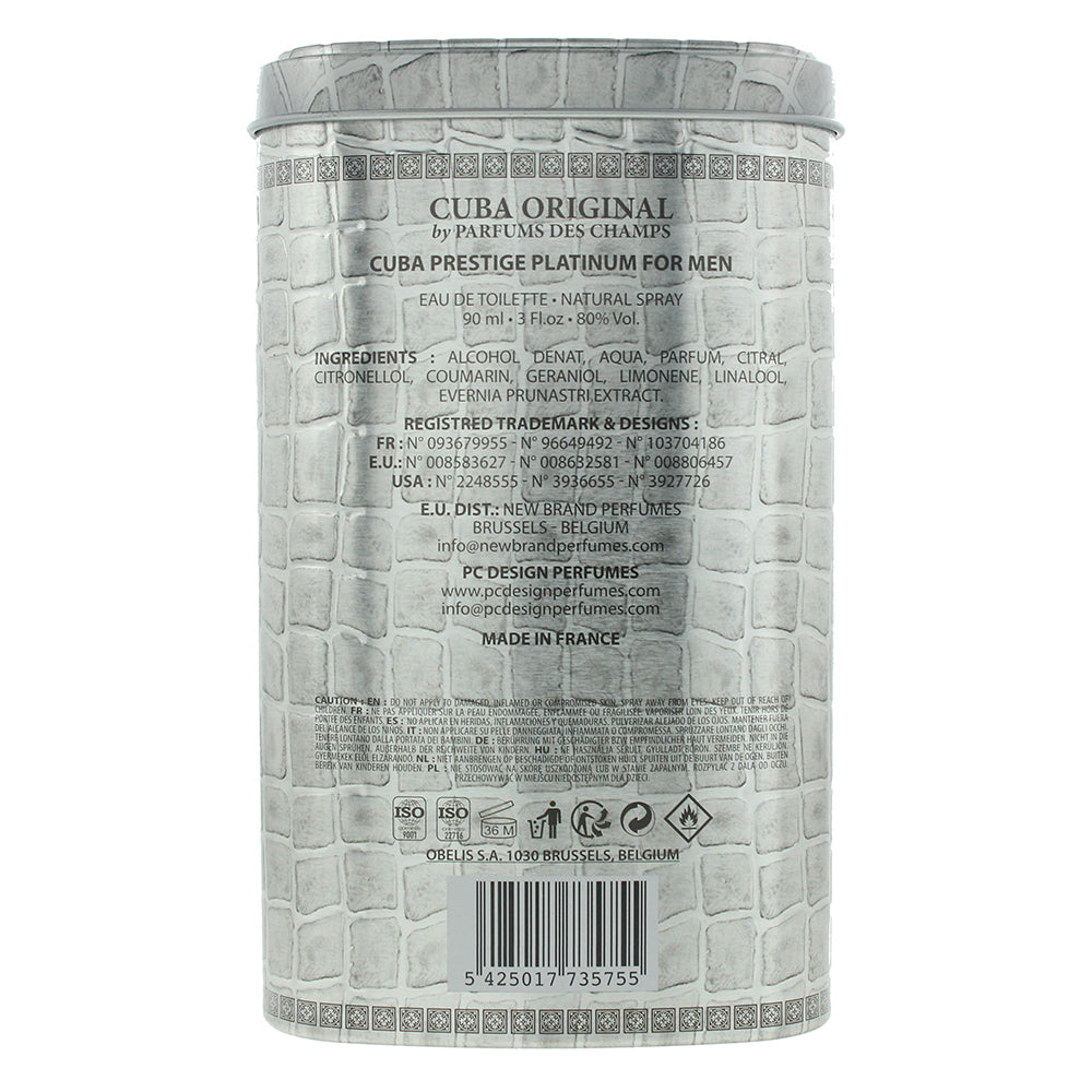 Cuba Prestige Platinum For Men Eau de Toilette 90ml