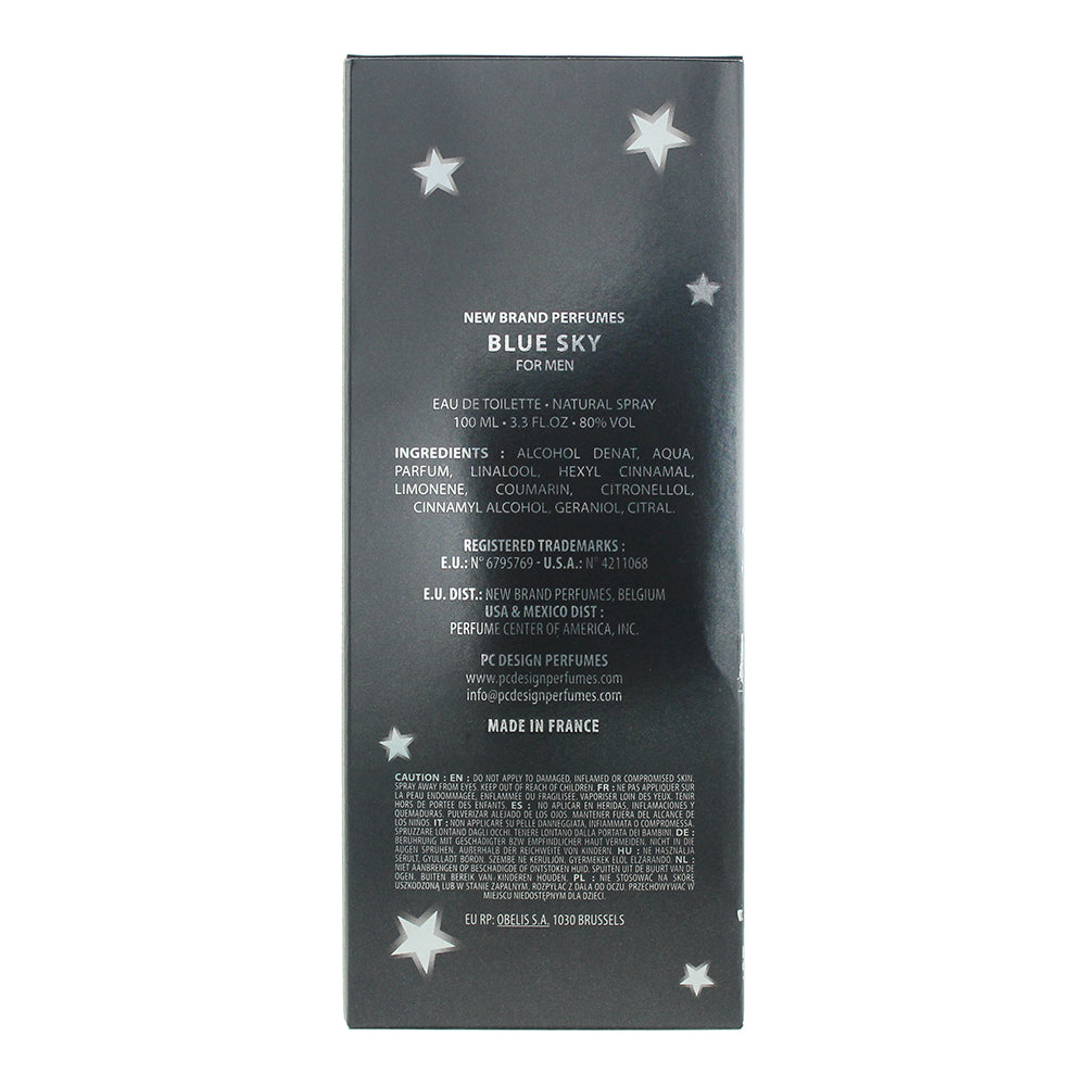New Brand Blue Sky For Men Eau de Toilette 100ml - Ingredients