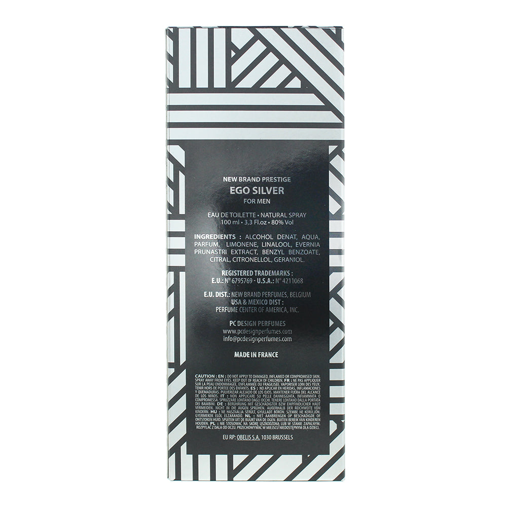New Brand Ego Silver For Men Eau de Toilette 100ml - Ingredients
