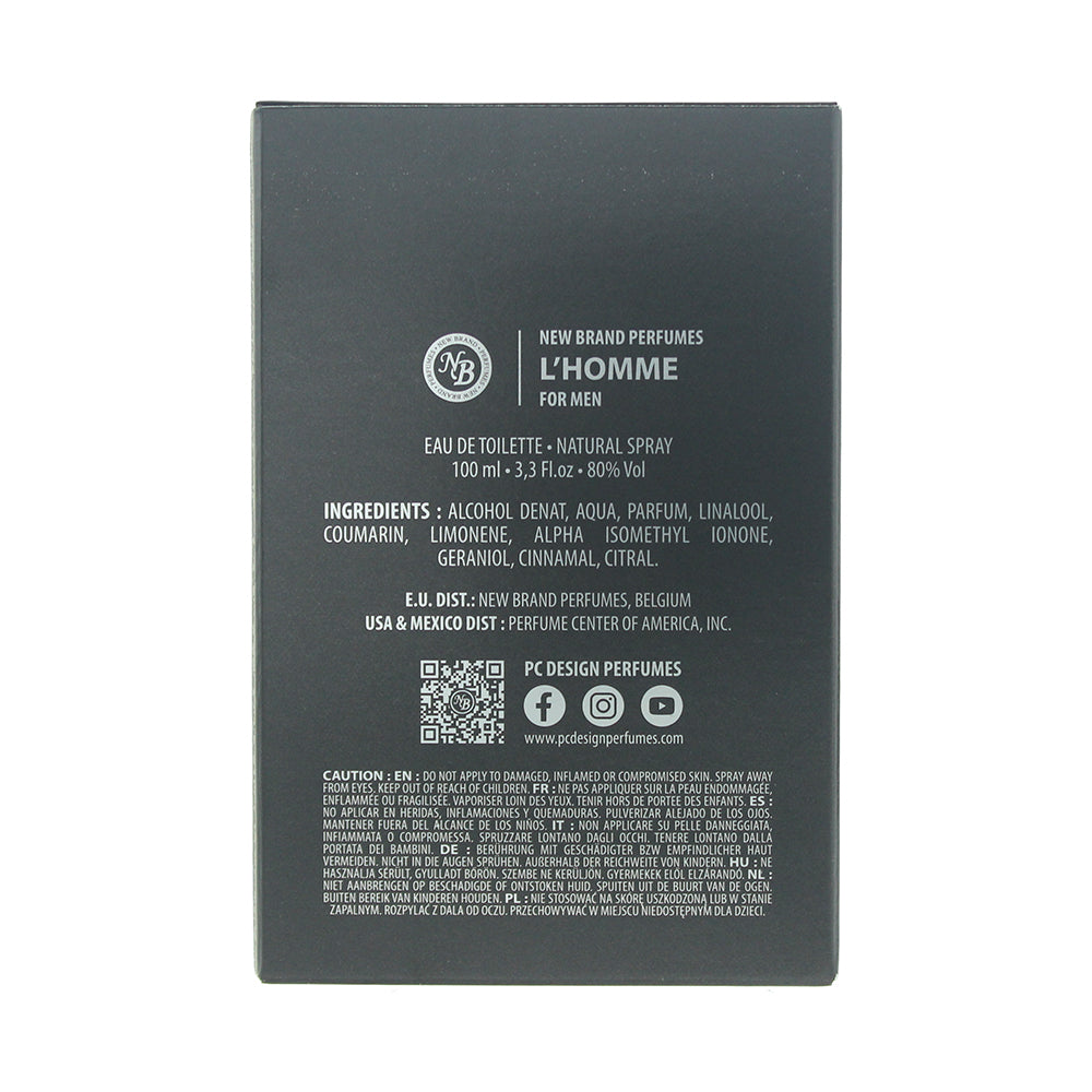 New Brand L'homme For Men Eau de Toilette 100ml