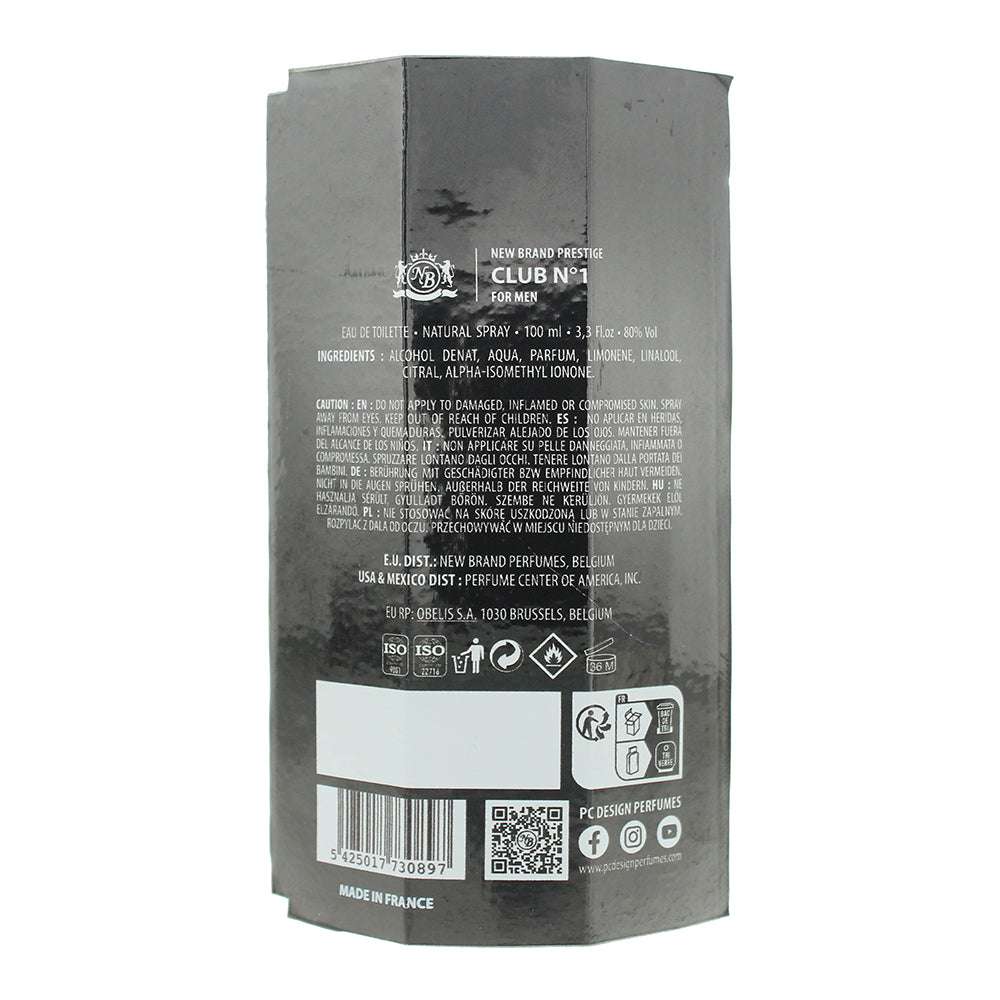 New Brand Club N1 For Men Eau de Toilette 100ml - Ingredients