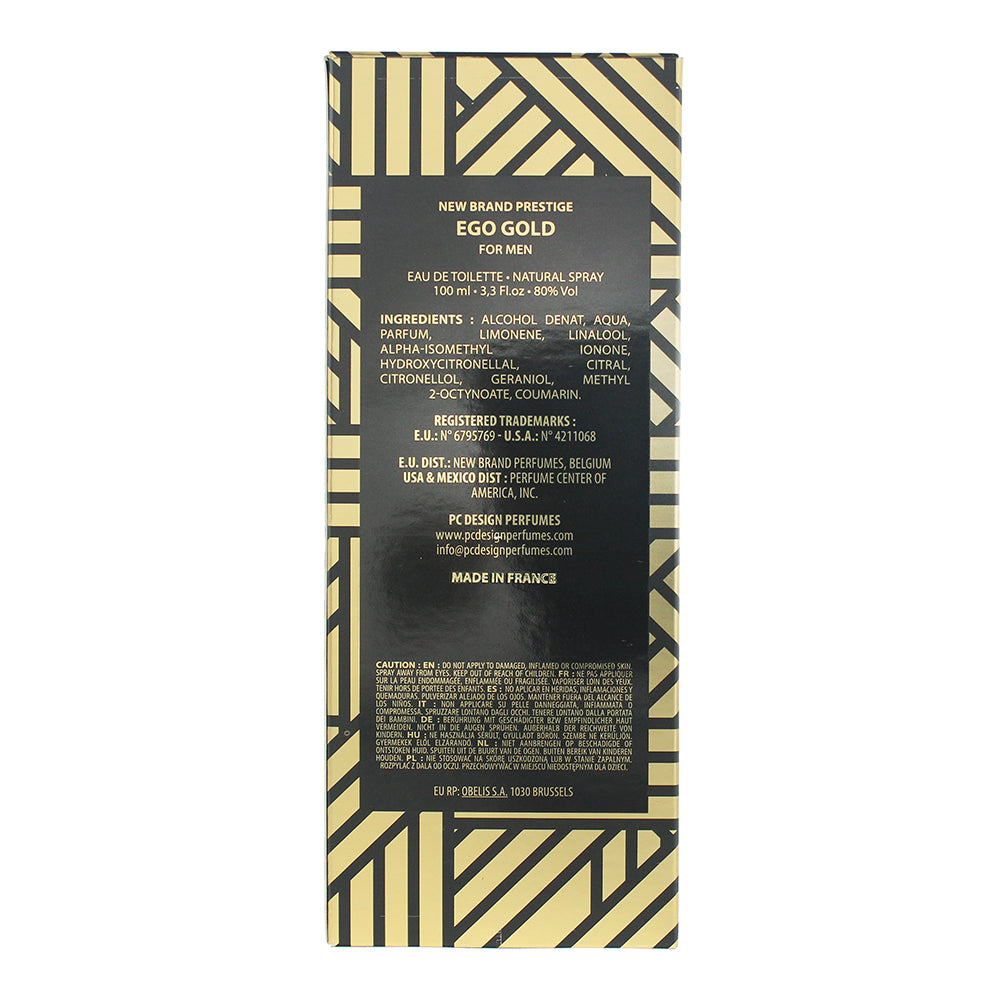 New Brand Ego Gold For Men Eau de Toilette 100ml - Ingredients