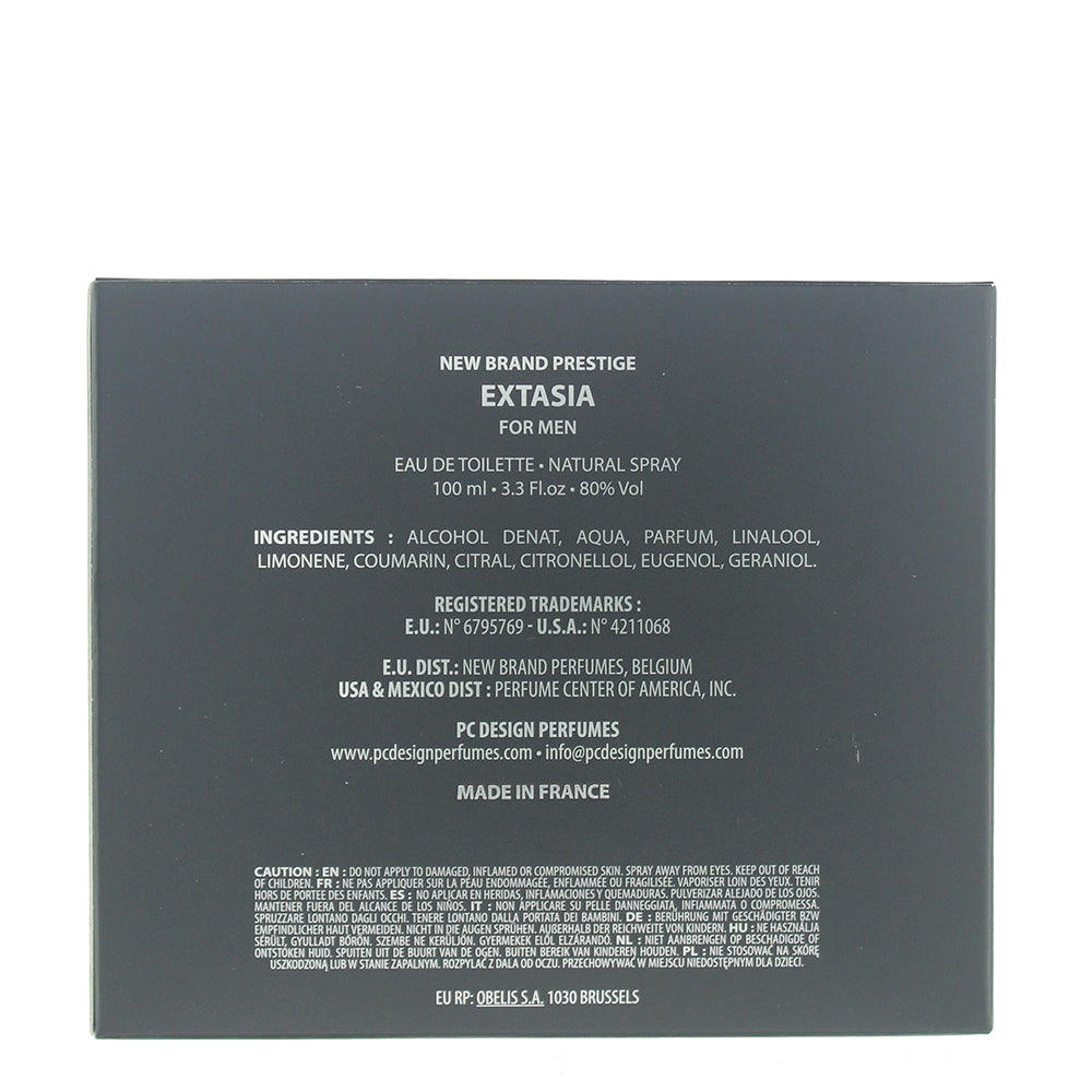 New Brand Extasia For Men Eau de Toilette 100ml - Ingredients