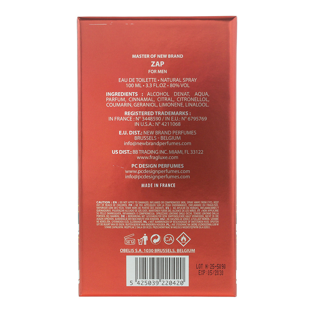 New Brand Zap For Men Eau de Toilette 100ml - Ingredients